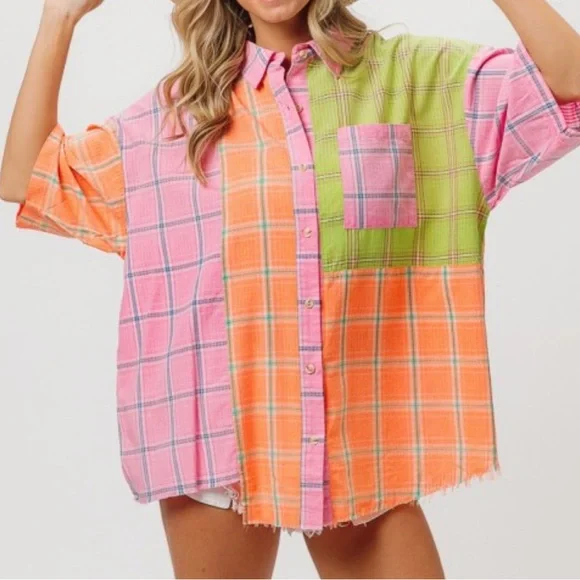 Bibi Washed Plaid Shirt - Picture 5 of 7